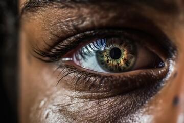 close-up of a mesmerizing blue eye. Generative AI