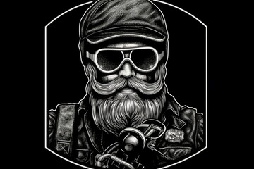 stylish man with a beard, sunglasses and hat. Generative AI