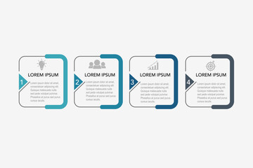 Obraz premium Vector Infographic template for business plan, strategy, roadmap, workflow ,options. 4 Steps Modern minimal timeline diagram creative style, different color rectangle shapes