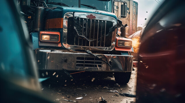 Truck Crash Damage Realistic Photo