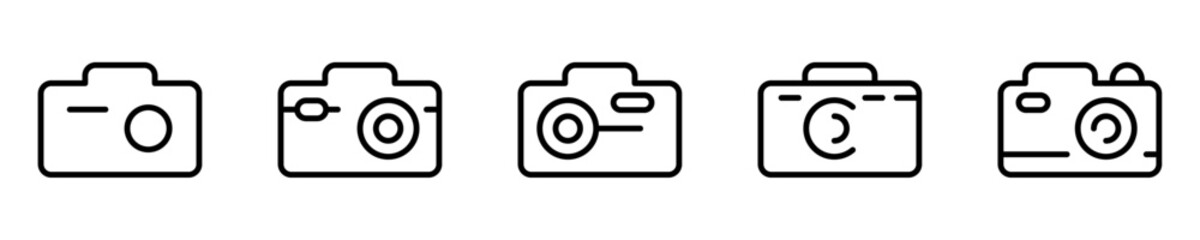 Conjunto de iconos de cámara fotográfica. Concepto de fotografía y tecnología. Ilustración vectorial