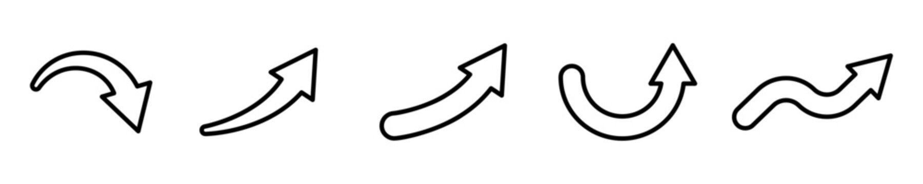 Conjunto de iconos de flecha curva. Concepto de negocio y finanzas. Flecha hacia arriba, crecimiento. Ilustraci&oacute;n vectorial