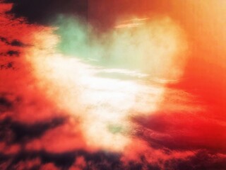 ハート型の雲と夕焼け