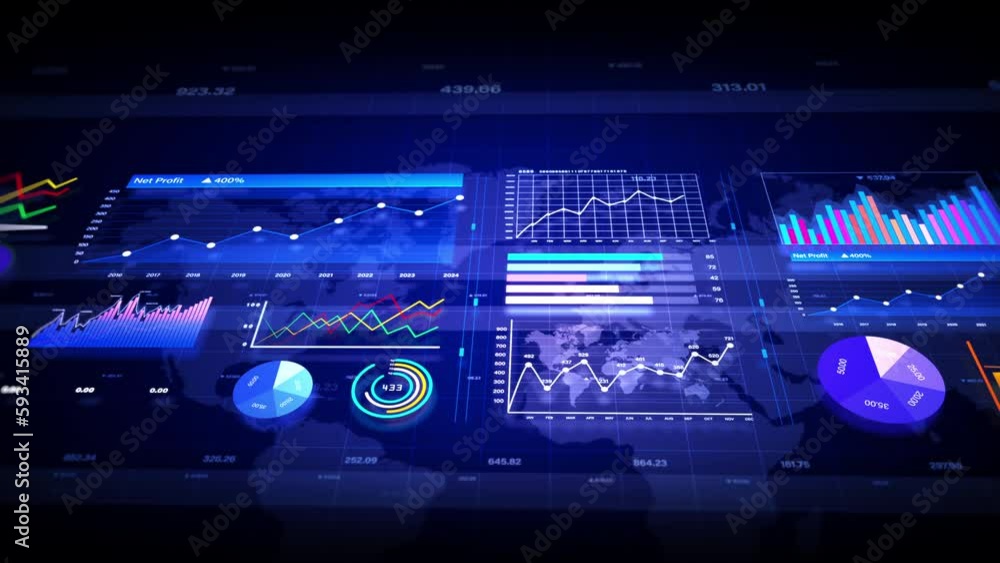 Poster business and market data analysis and reports, digital data graph processing investment and business