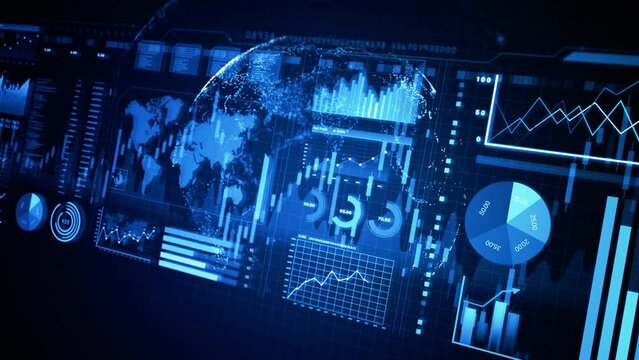 Global business and market data analysis and reports, Digital data graph processing investment and business statistics, Market data and Infographics animation, with infographics background