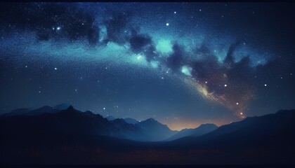 Fototapeta premium painting starry night sky, digital art illustration, Generative AI