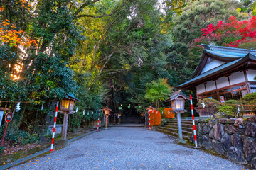 Miyazaki, Japan - Nov 24 2022: Takachiho Shrine founded over 1,900 year, Ninigi no Mikoto, the grandchild of Amaterasu Omikami. It's widely worshipped for its deity of marriage and purification