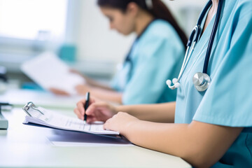 doctor writing on clipboard - AI Technology