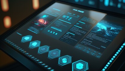 touchscreen interface display, digital art illustration, Generative AI