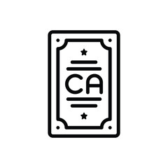 Black line icon for ca card 