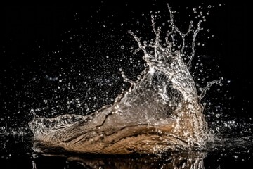 Obraz na płótnie Canvas water droplet splashing onto a smooth rock surface. Generative AI
