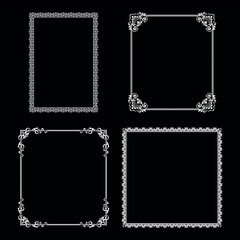 Set of decorative frames Elegant vector element for design in Eastern style, place for text. Floral black and white borders. Lace illustration for invitations and greeting cards.