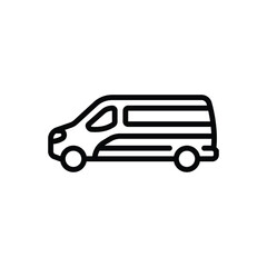 Black line icon for van 