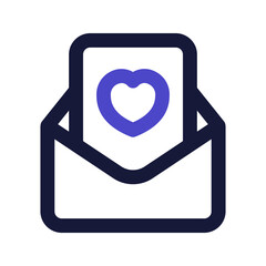 love letter line color icon