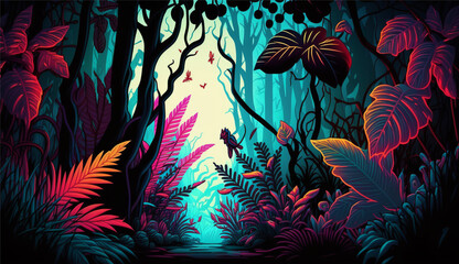 Fototapeta na wymiar A jungle illustration background