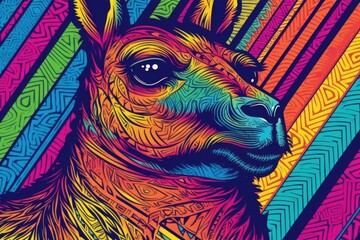 vibrant llama on a colorful backdrop. Generative AI