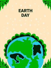 Green tree with earth illustration 22 april love the earth. Earth day 22 april 2023