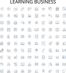 Learning business outline icons collection. business, learning, marketing, strategies, entrepreneurship, finance, sales vector illustration set. management,investment,networking linear signs