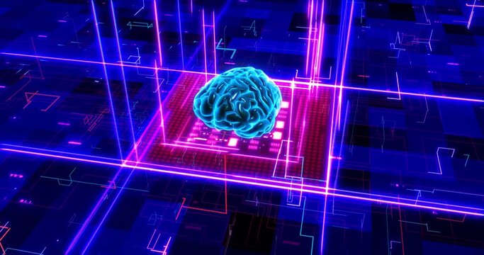 The Future is Now: AI-Enabled Computer Chips and Technological Breakthroughs. Digital Human Brain Symbolizing AI.