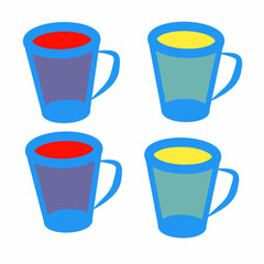 set of colorful cups