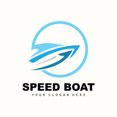 Speed Boat Logo, Fast Cargo Ship Vector, Sailboat, Design For Ship Manufacturing Company, Waterway Shipping, Marine Vehicles, Transportation
