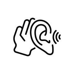 Black line icon for hearing  - obrazy, fototapety, plakaty
