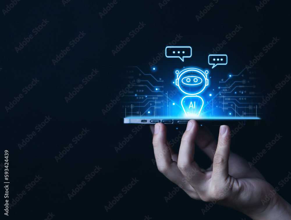 Aufkleber customers using smartphone technology chat concept ai artificial intelligence intelligent digital ch