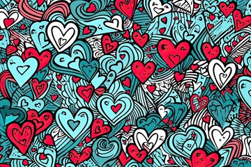 Fototapeta premium colorful hearts in various shades and sizes. Generative AI