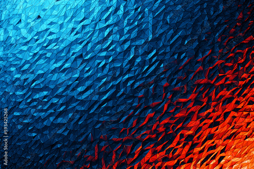 Poster 3d rendering. pattern of triangles of different shapes. minimalistic pattern of simple shapes, simil