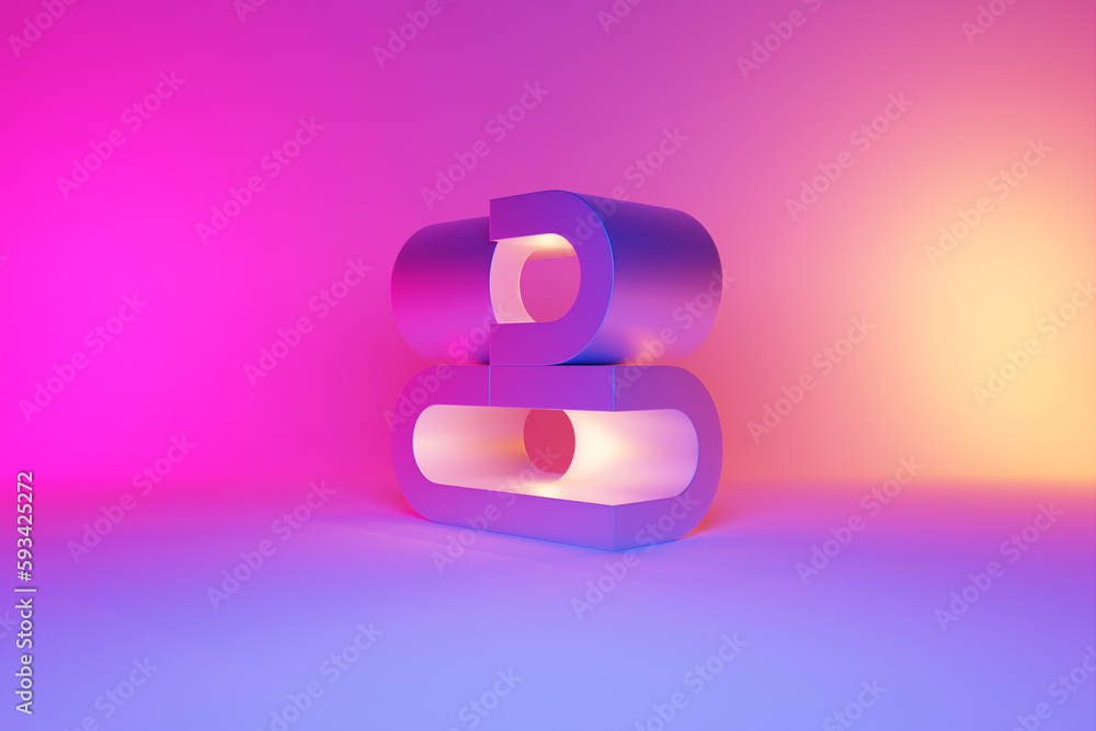 Poster abstract 3d design against colored background. smooth shape 3d rendering under neon color
