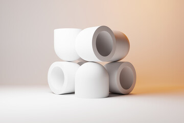 Abstract 3d design against colored background. Smooth shape 3d rendering under neon color