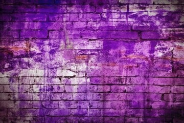 Obraz premium worn and textured brick wall with a bold purple paint accent. Generative AI