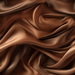 Luxury brown silk fabric texture, elegant seamless pattern, realistic light and shadow background, photorealistic wallpaper, generative ai