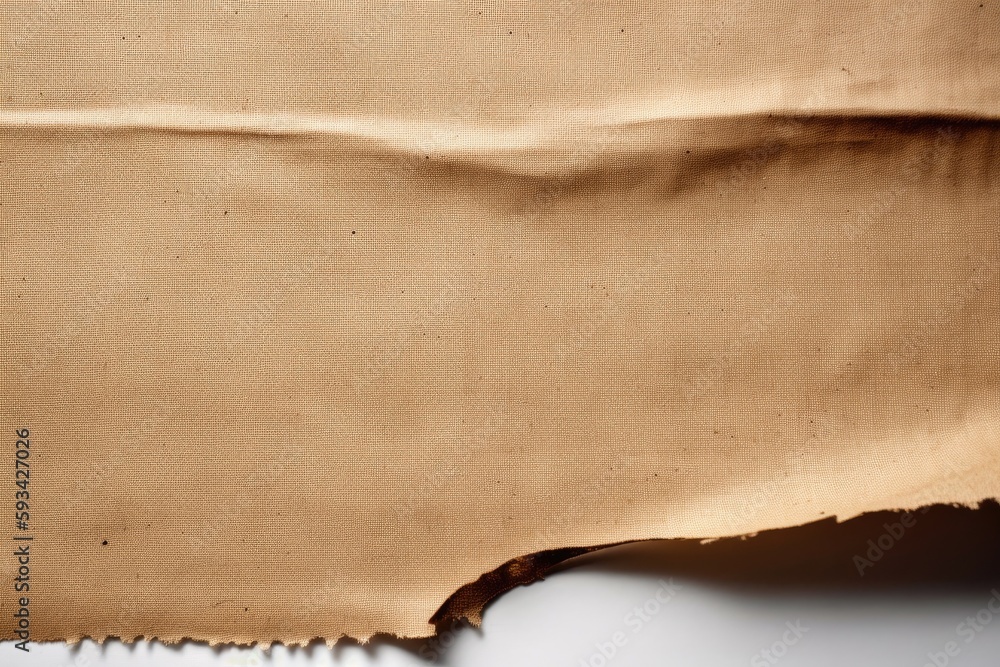 Poster torn piece of brown paper with a circular hole in the middle. generative ai
