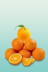 Set of citrus fruits on colored background