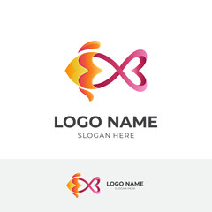 fish logo design with 3d colorful style