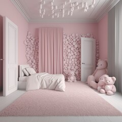Cute pink teddy bedroom for twins and children Like a dream 