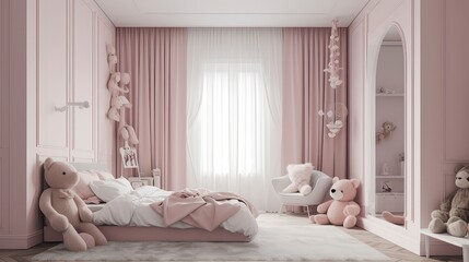 Cute pink teddy bedroom for twins and children Like a dream 