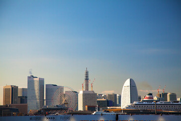 city skyline at sunset