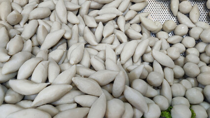 steamed fish balls in a tray