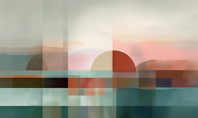  an abstract painting of a landscape with different colors and shapes.  generative ai