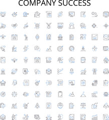 Company success outline icons collection. Profitability, Profits, Expansion, Productivity, Efficiency, Growth, Return vector illustration set. Return On Investment, Market Share, Improvement linear