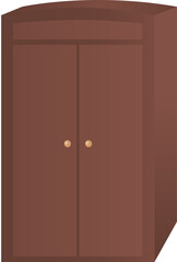 Furniture Wooden Cupboard Cabinet Closed Closet Interior Room Flat Design Isolated