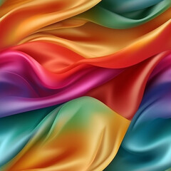 Luxury gradient rainbow colors silk fabric texture, elegant seamless pattern, realistic light and shadow background, photorealistic wallpaper, generative ai