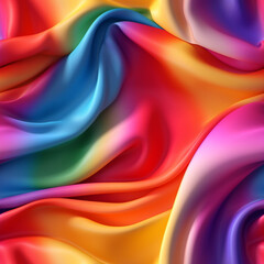 Luxury gradient rainbow colors silk fabric texture, elegant seamless pattern, realistic light and shadow background, photorealistic wallpaper, generative ai
