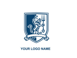 elegant lion head with castle building logo design