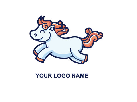 horse cute logo, mare silhouette vector