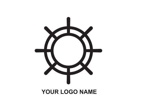 ship's wheel logo free vector. Leaf and rope abstract design concept