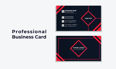 Simple business card template with red and black.