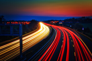 Speed Traffic - Highway at Night - Cars - Nachtverkehr auf Autobahn - Light Trails - Datenautobahn...